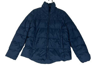 Old Navy Jacket Womens Medium Navy Blue Quilted Puffer Waist Length Winter